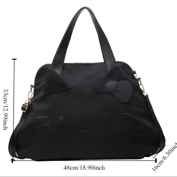 Hello Kitty Duffle Bag Black on Black, Hello Kitty Bag, Hello Kitty Travel Bag - Picture 15 of 15